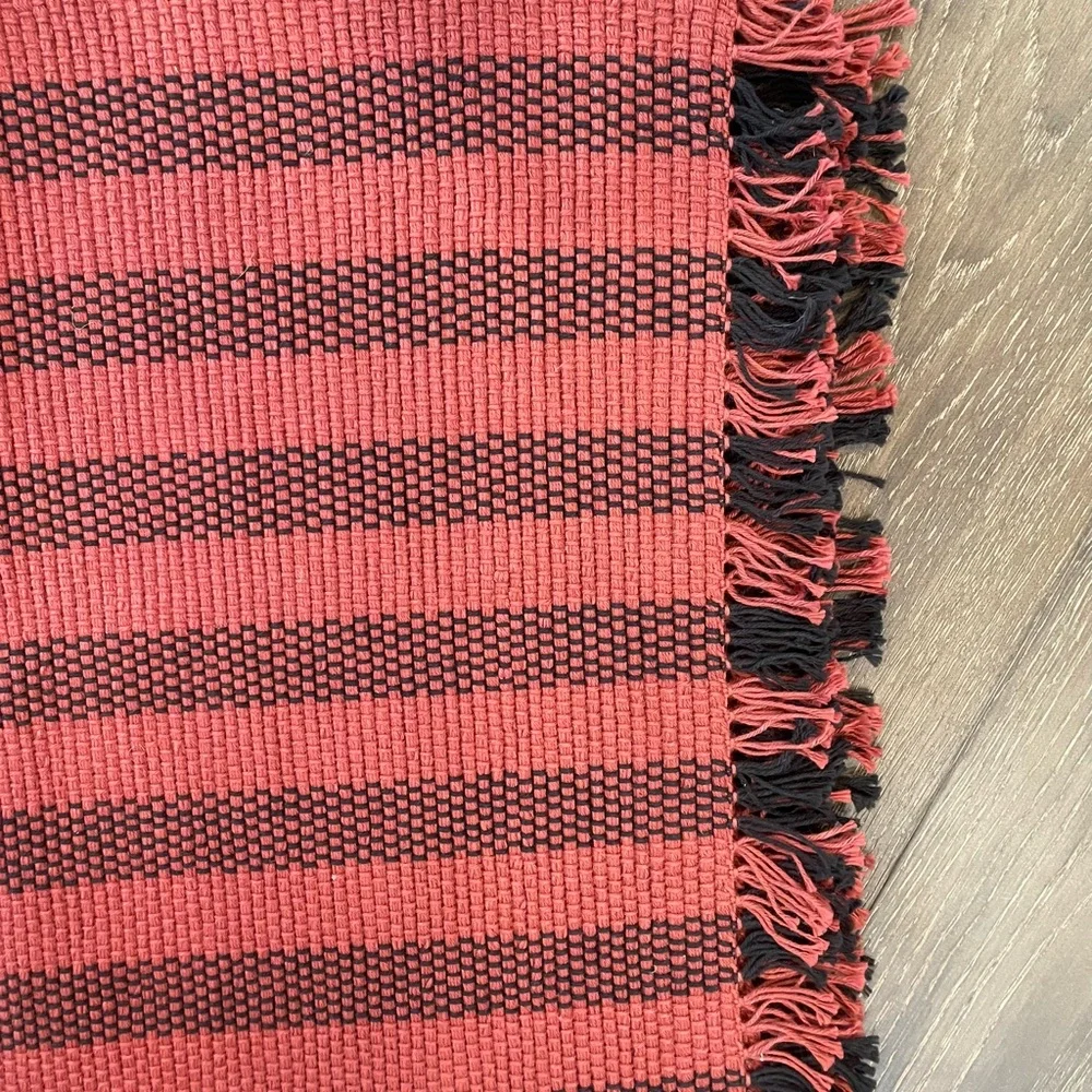 Red and Black Striped hand woven cotton placemats. Set of four